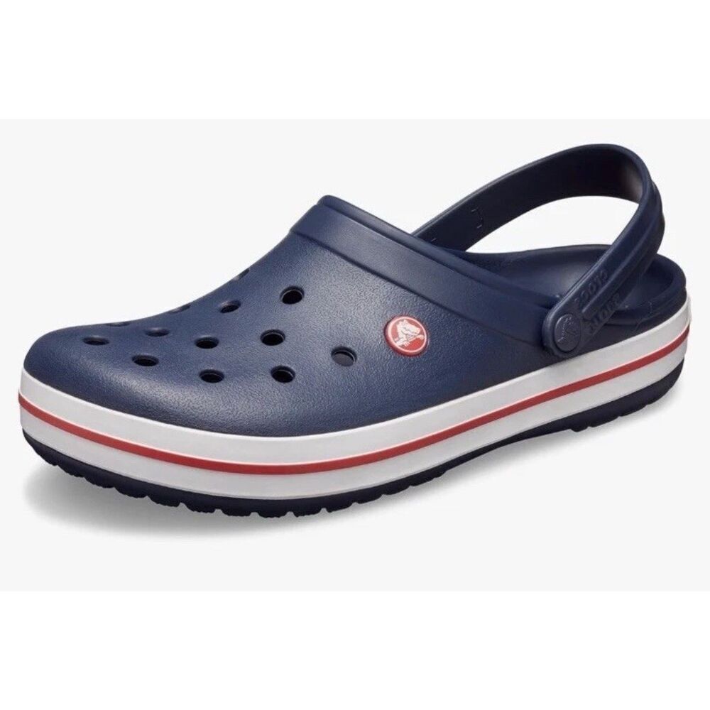 Crocs Crocband Unisex Adult Slip On Clog Navy Red Size Men Size 5 Women Size 7